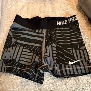 Nike Pro Black and Gray Graphic Shorts